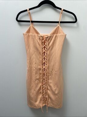 H:ours Revolve Lace Up Bodycon Dress Size XS Peach
